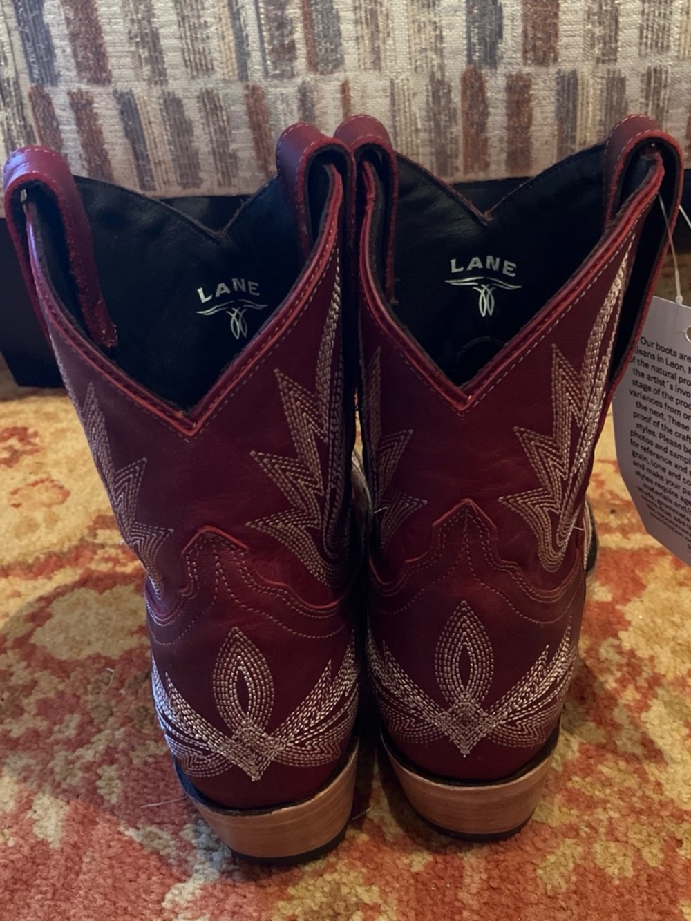 NWT Lane Lexington Leather Western Bootie, Smoldering Ruby, size 8.5 - Picture 5 of 6
